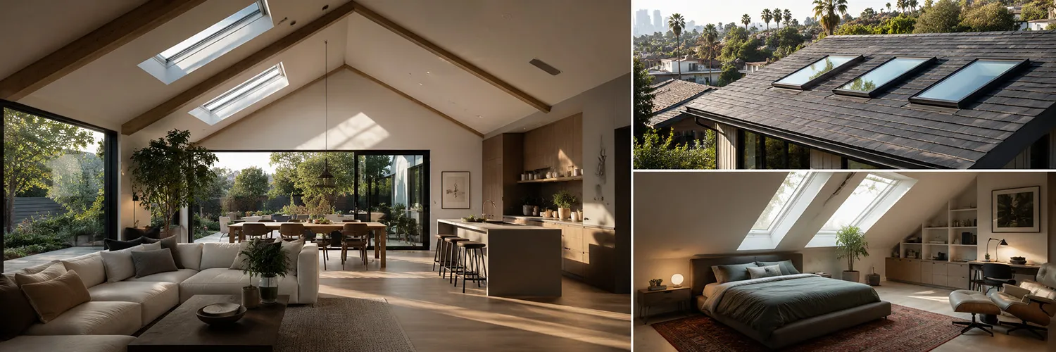 Skylights in a pitched roof