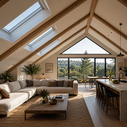 Skylights in a pitched roof