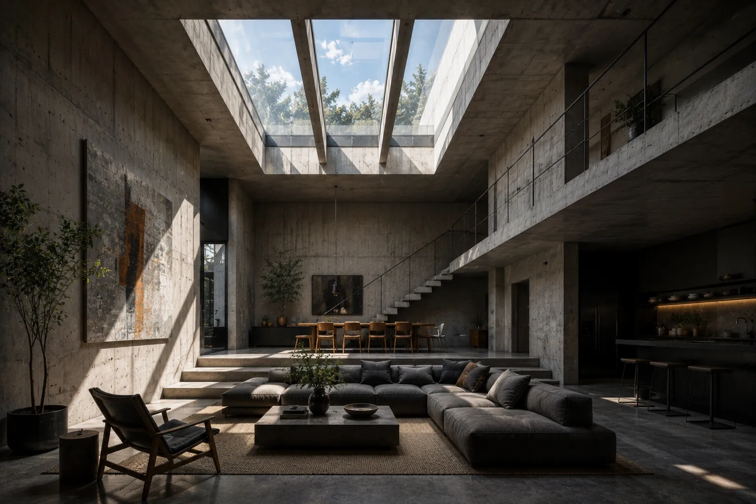 Brutalism and Skylights: Architecture of Contrast